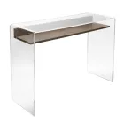 Transparant plexiglas bureau met design houten plank - Carducci Viadurini