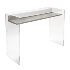 Transparant plexiglas bureau met design houten plank - Carducci Viadurini