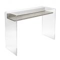 Transparant plexiglas bureau met design houten plank - Carducci
