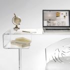 Doorzichtig plexiglas bureau met plank Made in Italy - Studiorum Viadurini