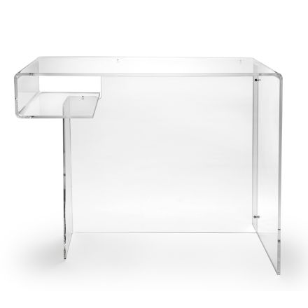 Doorzichtig plexiglas bureau met plank Made in Italy - Studiorum Viadurini