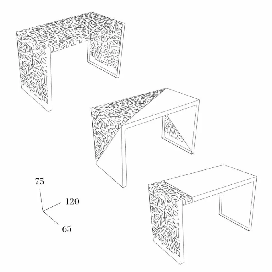 Desk Kattedra Letters &quot;Een waterval&quot; 120x65x75 Mabele Viadurini