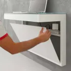 Hangend bureau in kristal met metalen structuur Made in Italy - Silicium Viadurini