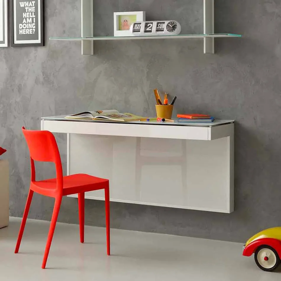 Hangend bureau in kristal met metalen structuur Made in Italy - Silicium Viadurini