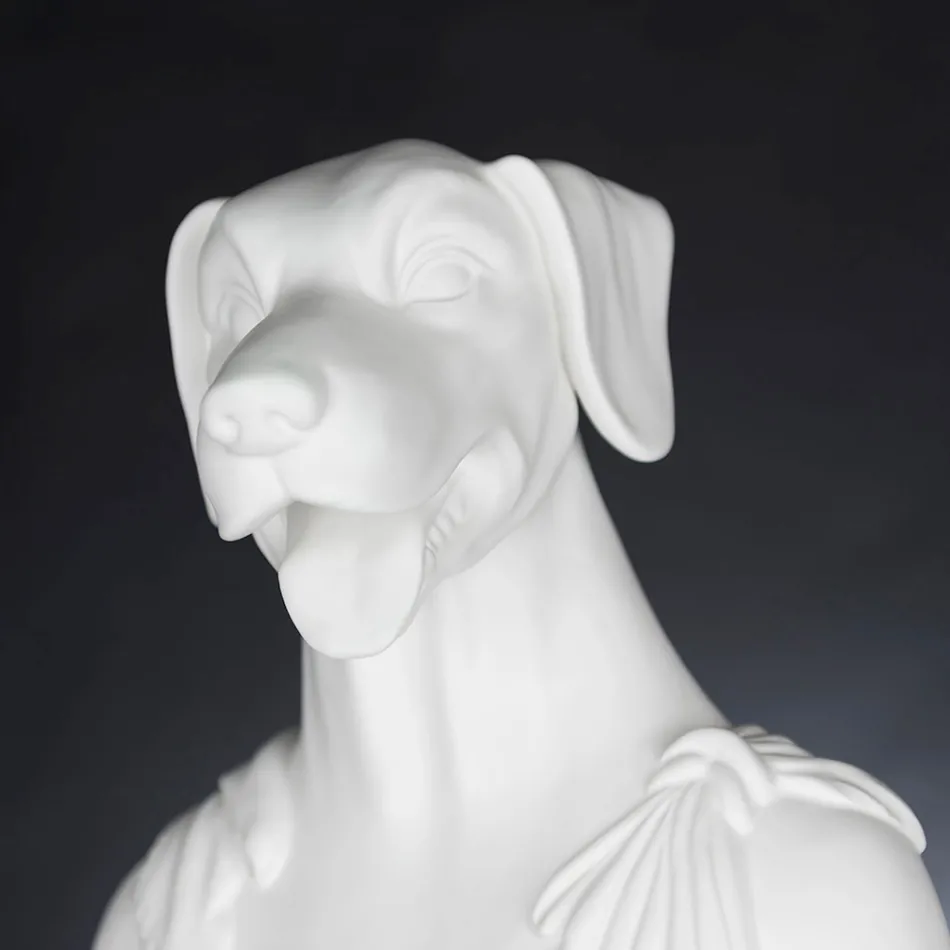 Wit handgemaakt keramisch beeld 100% Made in Italy Fabas 1 Viadurini