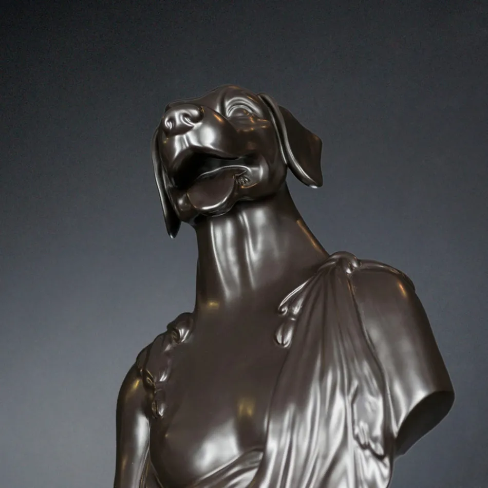 Zwart ambachtelijk keramisch beeld 100% Made in Italy Fabas 2 Viadurini