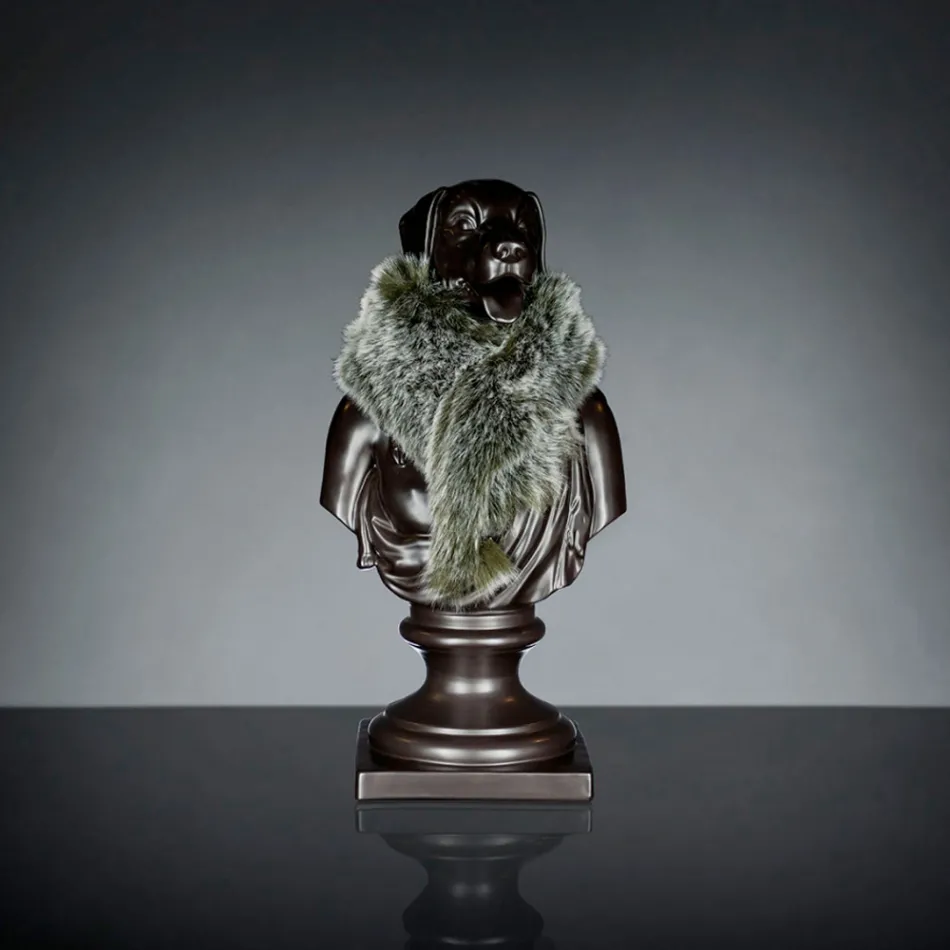 Zwart ambachtelijk keramisch beeld 100% Made in Italy Fabas 2 Viadurini