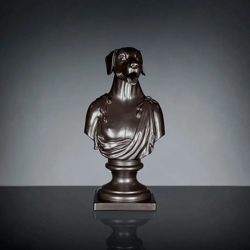 Zwart ambachtelijk keramisch beeld 100% Made in Italy Fabas 2 Viadurini