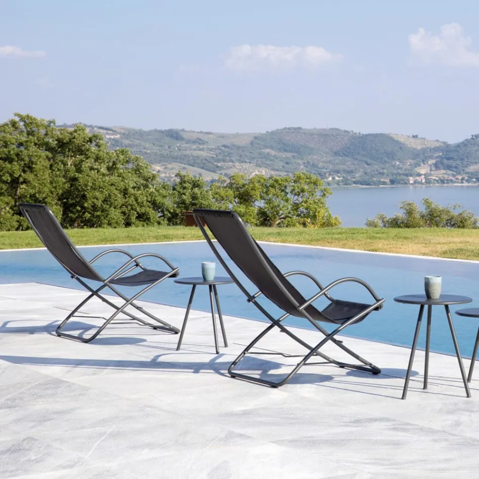 Opvouwbare tuinligstoel in gegalvaniseerd staal Made in Italy 2 stuks - Hobbit Viadurini