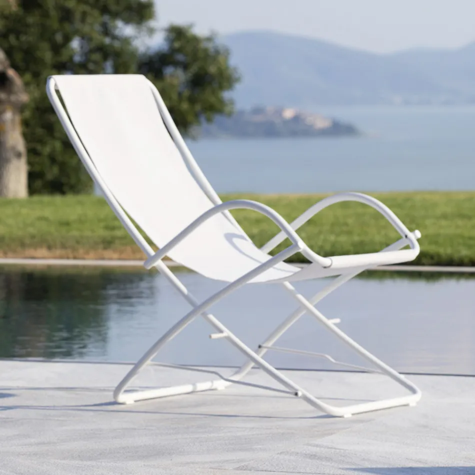 Opvouwbare tuinligstoel in gegalvaniseerd staal Made in Italy 2 stuks - Hobbit Viadurini