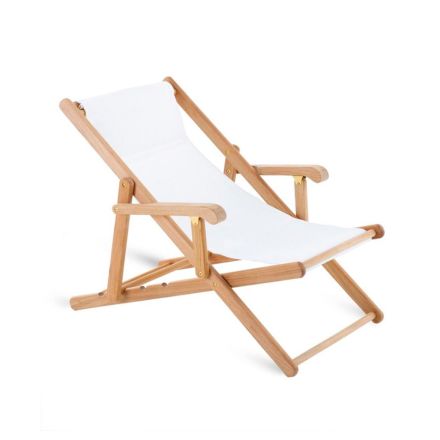 Opvouwbare ligstoel in teakhout met katoenen hoes Made in Italy - Sleepy Viadurini