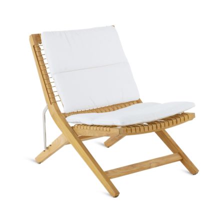 Opvouwbare buitenligstoel in teak en WaProLace met kussen Made in Italy - Oracle Viadurini