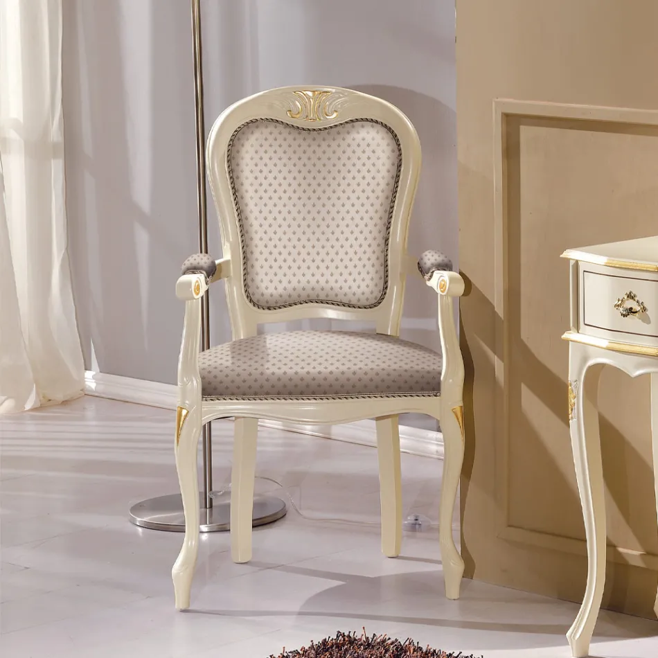 Hoofd van de tafelstoel in hout bekleed met stof Made in Italy - Majesty Viadurini