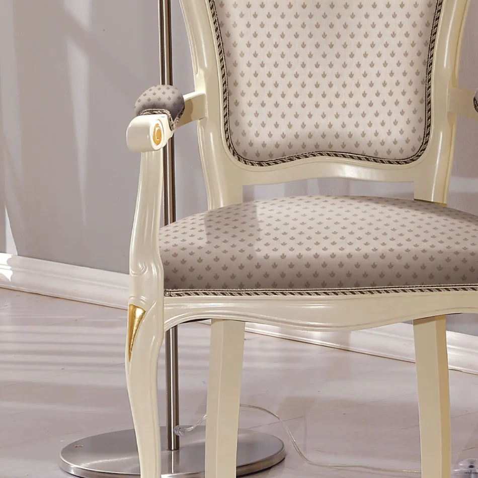 Hoofd van de tafelstoel in hout bekleed met stof Made in Italy - Majesty Viadurini