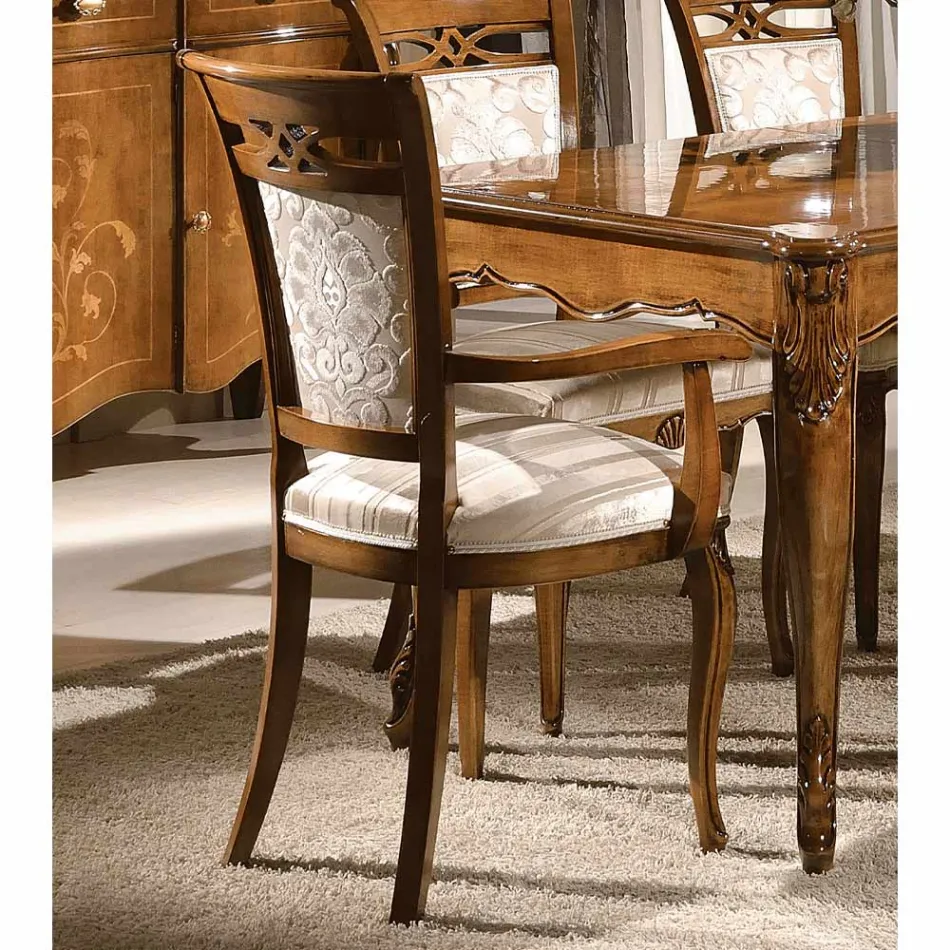 Klassieke gestoffeerde stoel in walnoot of wit hout Made in Italy - Caligola Viadurini