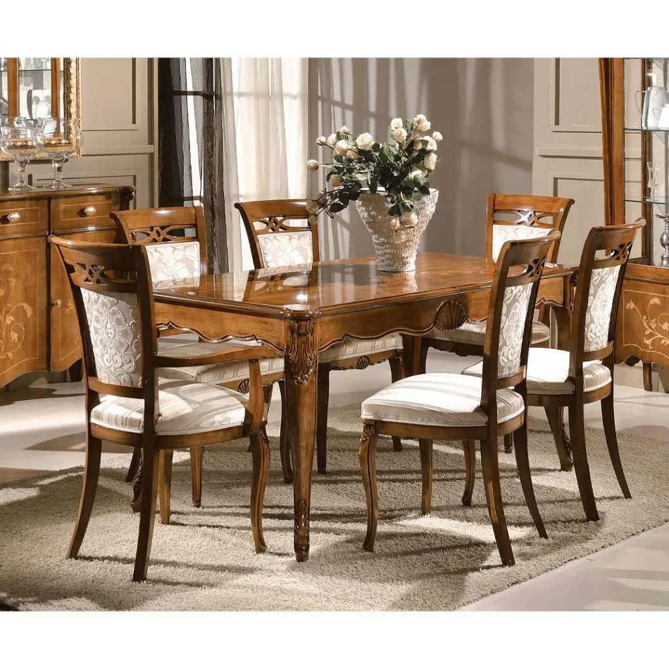 Klassieke gestoffeerde stoel in walnoot of wit hout Made in Italy - Caligola Viadurini