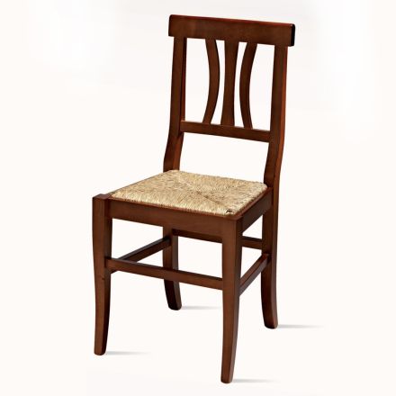Klassieke stoel in beukenhout en stro Made in Italy Design - Claudie Viadurini
