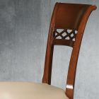 Klassieke stoel in beukenhout met gedecoreerde rugleuning en ecoleer - Milissa Viadurini