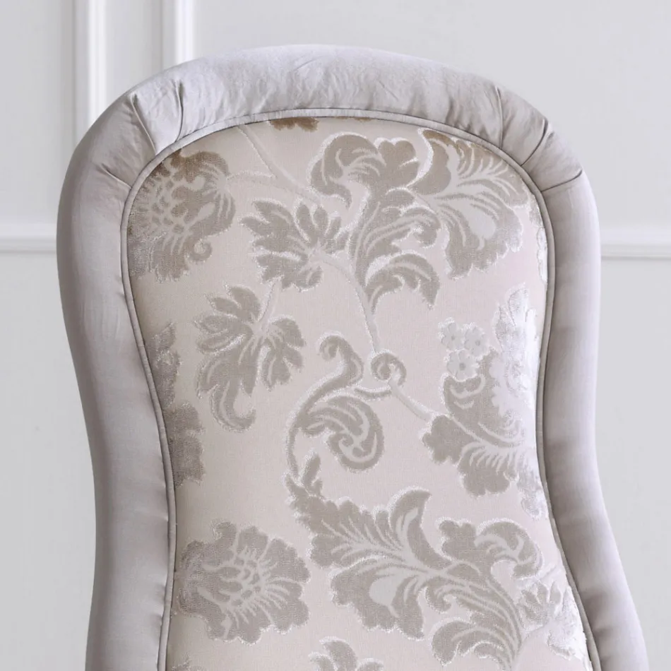 Klassieke stoel in walnoothout en gewatteerde stof Made in Italy - Baroque Viadurini