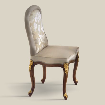 Klassieke stoel in walnoothout en gewatteerde stof Made in Italy - Baroque Viadurini