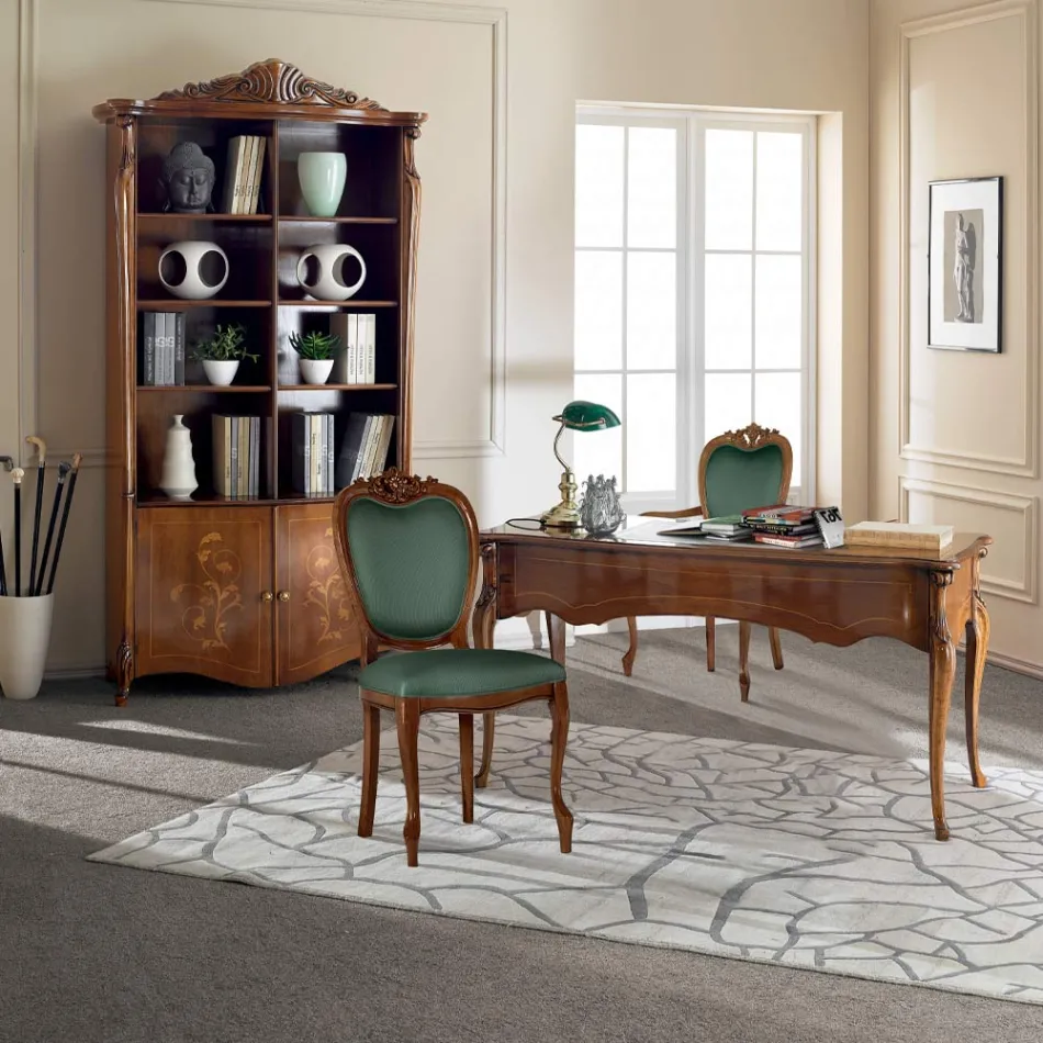 Klassieke stoel in walnoot of goud gestoffeerd hout Made in Italy - Imperator Viadurini