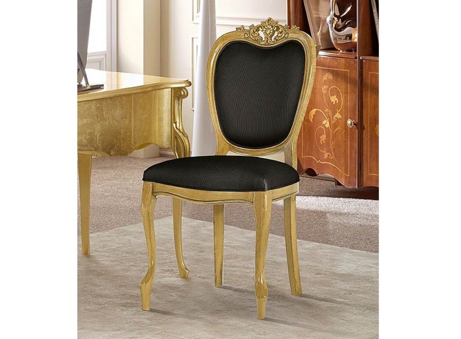 Klassieke stoel in walnoot of goud gestoffeerd hout Made in Italy - Imperator Viadurini