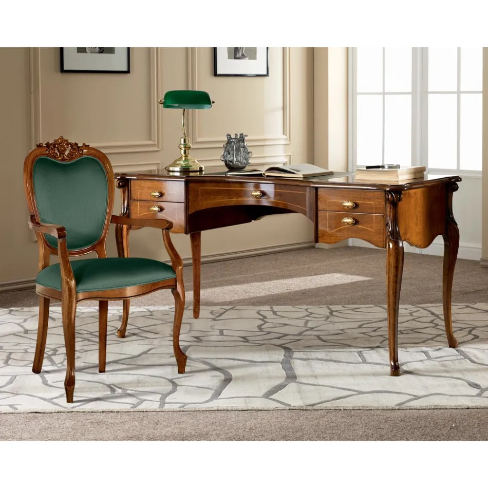 Klassieke stoel in walnoot of goud gestoffeerd hout Made in Italy - Imperator Viadurini