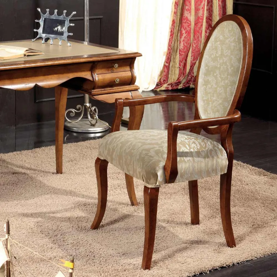 Klassieke stoel hout en stof met of zonder armleuningen Made in Italy - Ellie Viadurini