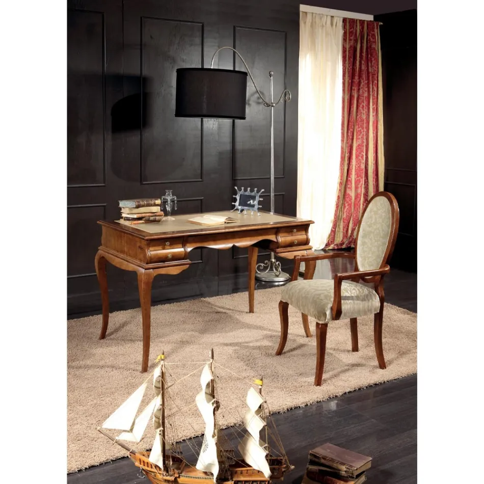 Klassieke stoel hout en stof met of zonder armleuningen Made in Italy - Ellie Viadurini