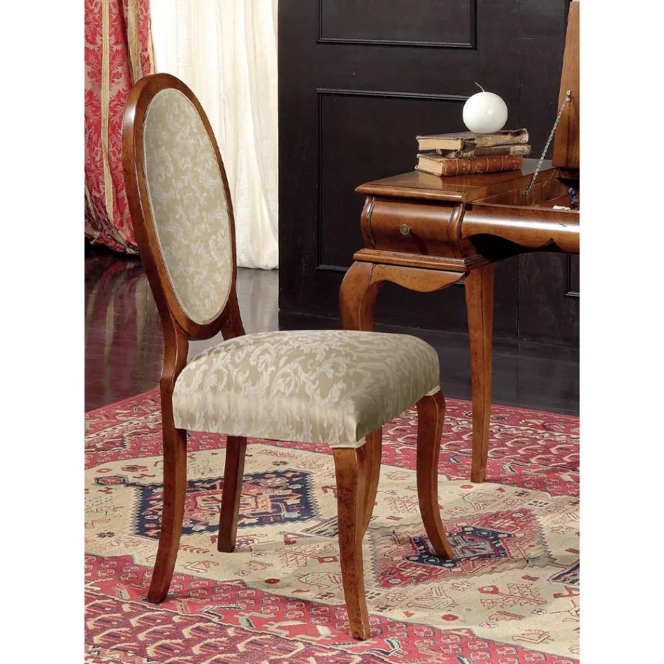 Klassieke stoel hout en stof met of zonder armleuningen Made in Italy - Ellie Viadurini