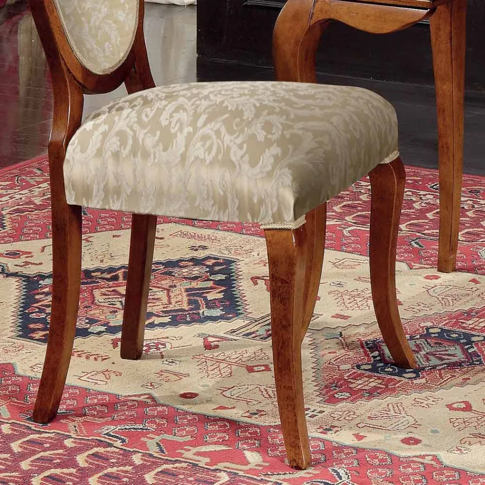 Klassieke stoel hout en stof met of zonder armleuningen Made in Italy - Ellie Viadurini