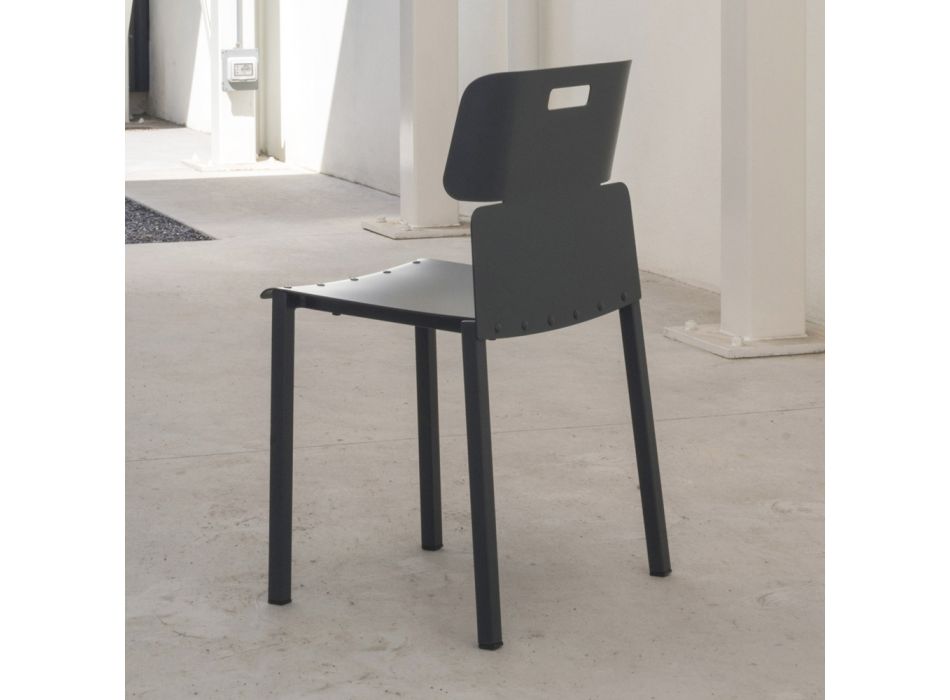 Gekleurde stapelbare stoel voor buiten in aluminium Made in Italy - Dobla Viadurini