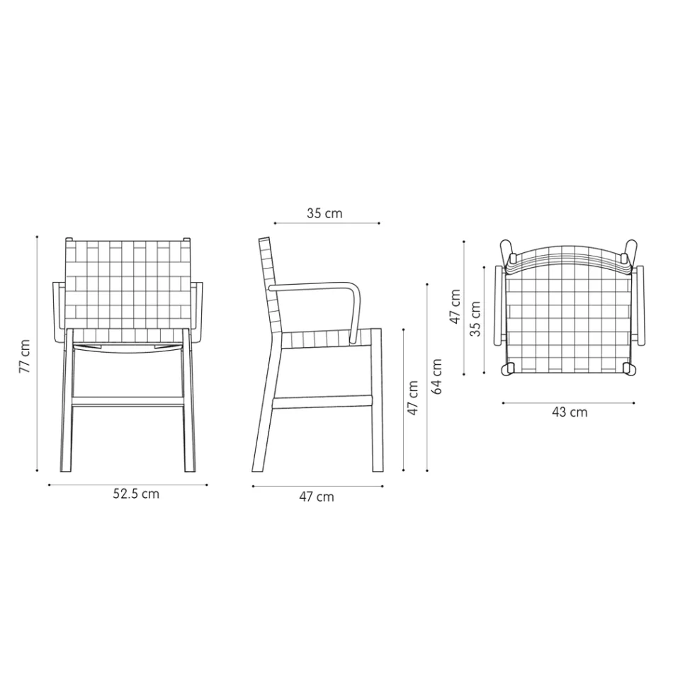 Stoel met armleuningen van gebleekt beukenhout en lederen zitting Made in Italy - Nora Viadurini