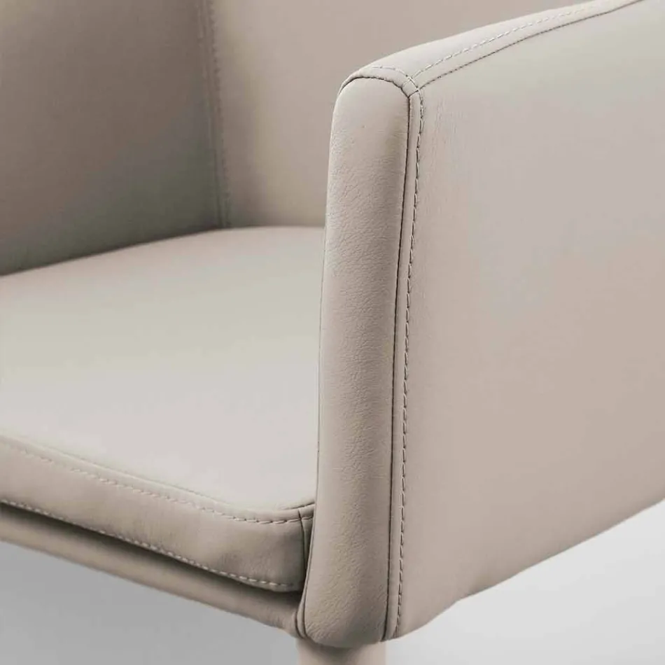 Stoel met armleuningen in metaal bekleed met Carlina eco-leer Viadurini