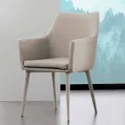 Stoel met armleuningen in metaal bekleed met Carlina eco-leer Viadurini