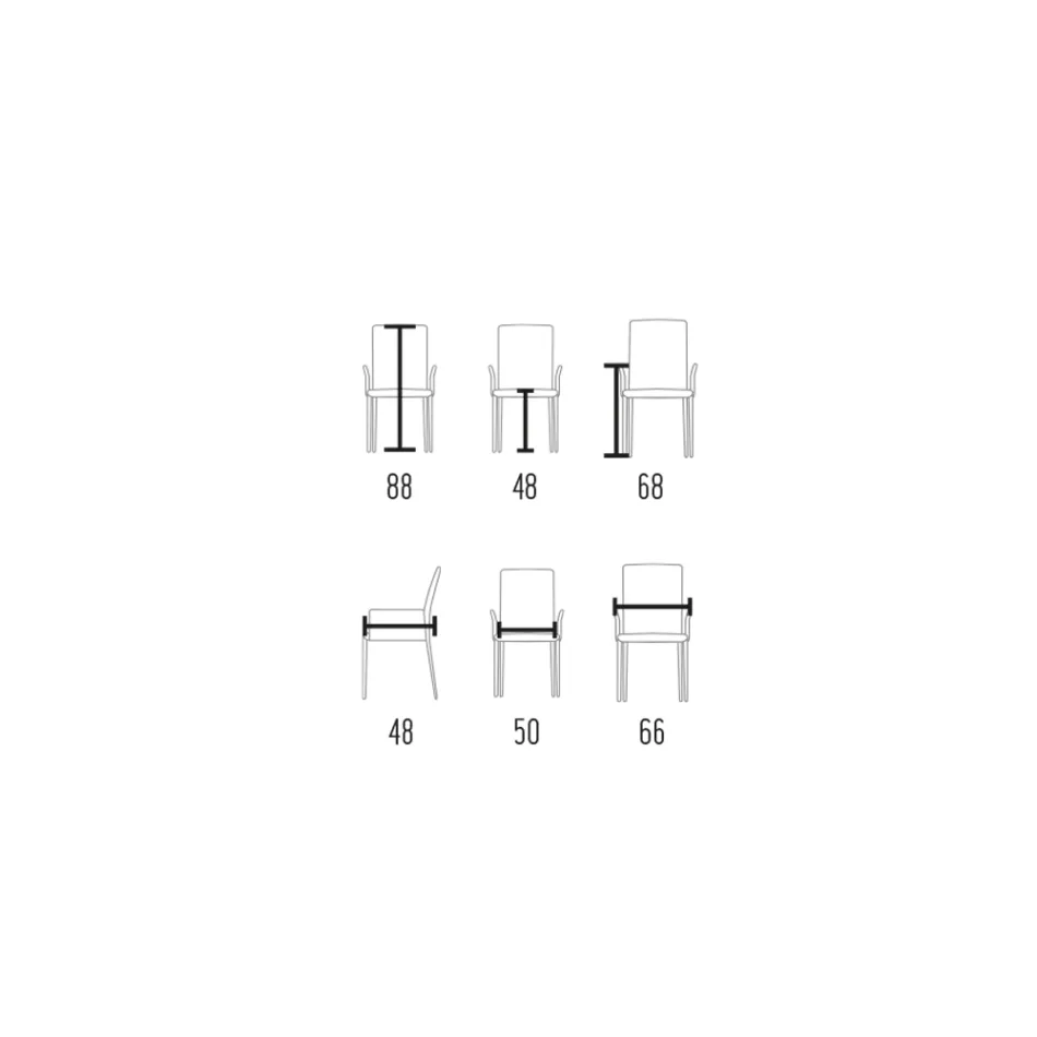 Stoel met armleuningen bekleed met ivoorleer Made in Italy - Shell Viadurini