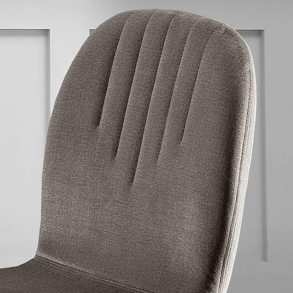 Stoel met monocoque stoffen zitting en houten poten Made in Italy - Nezoku Viadurini