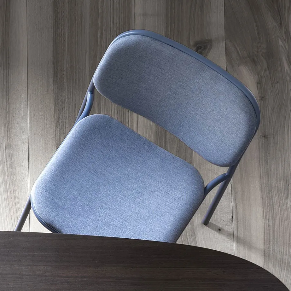 Gestoffeerde keukenstoel in stof en metaal Made in Italy 2 stuks - Sangria Viadurini