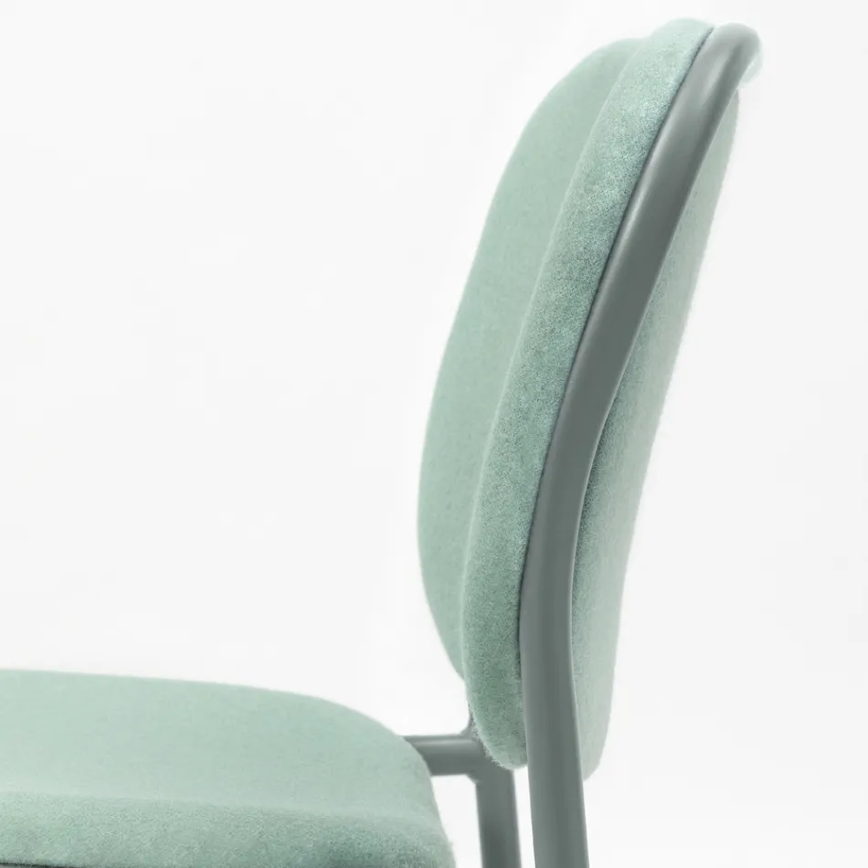 Gestoffeerde keukenstoel in stof en metaal Made in Italy 2 stuks - Sangria Viadurini