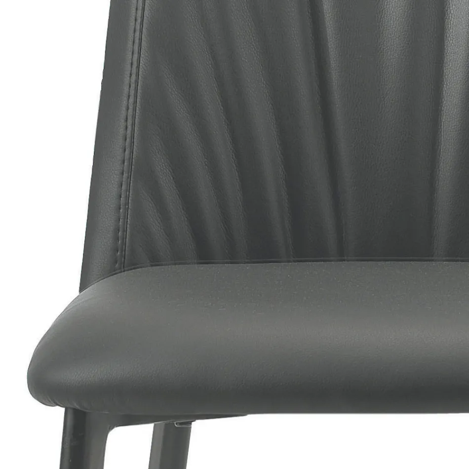 Keukenstoel van kunstleer en staal, gemaakt in Italië, 4 stuks - Alexia Viadurini