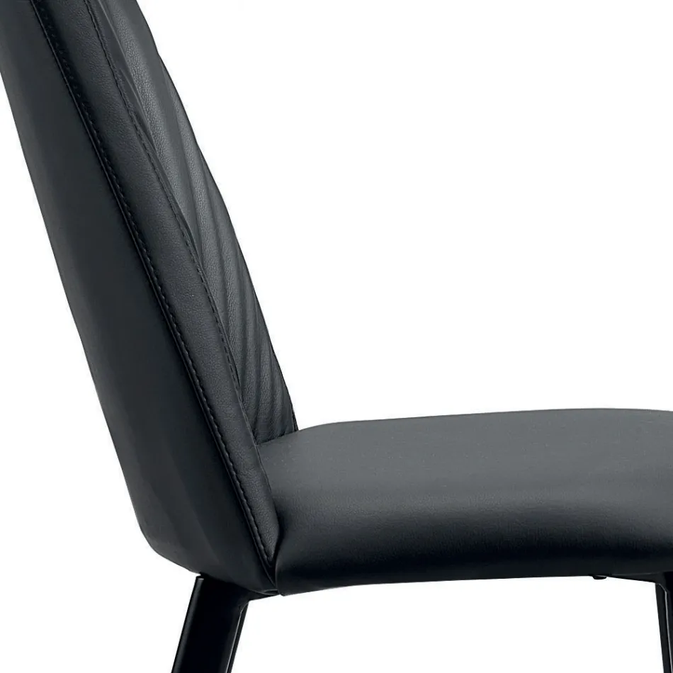 Keukenstoel van kunstleer en staal, gemaakt in Italië, 4 stuks - Alexia Viadurini