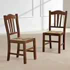 Keukenstoel in beukenhout en stro Italiaans klassiek design - Hegel Viadurini