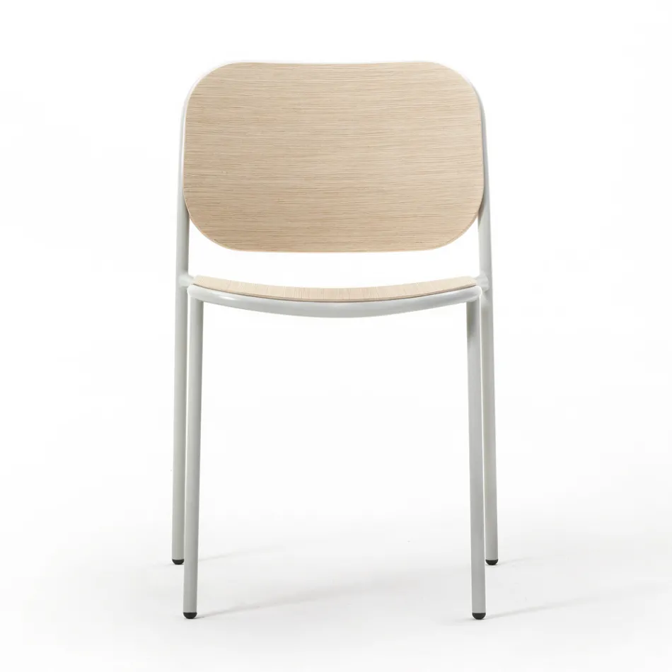 Keukenstoel in hout en geverfd metaal Made in Italy 2 stuks - Saffia Viadurini