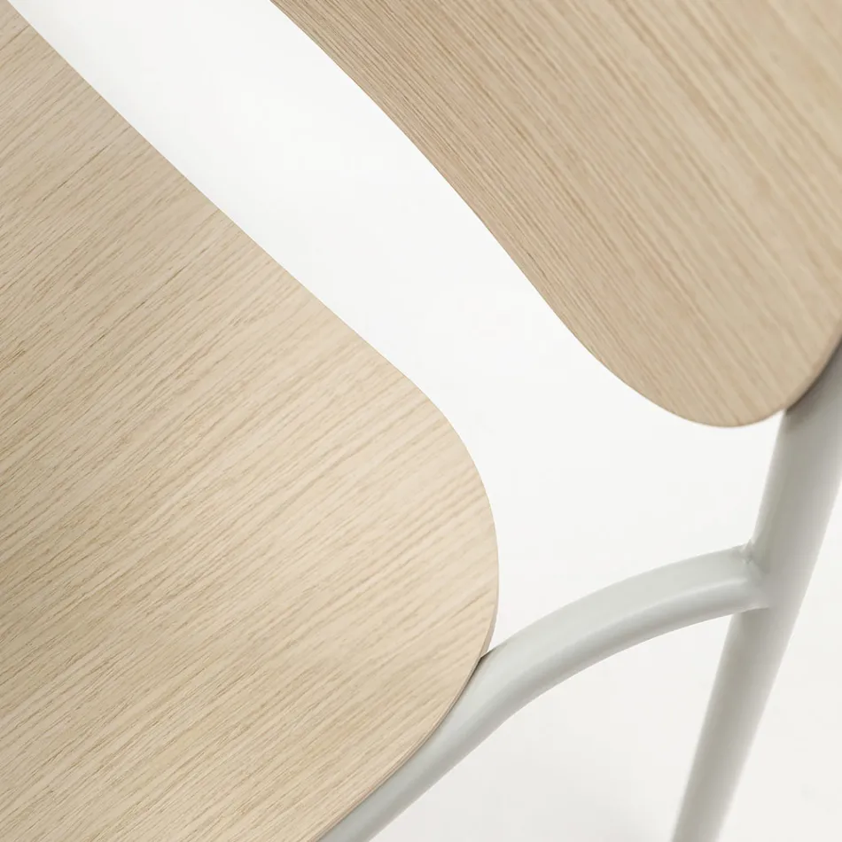 Keukenstoel in hout en geverfd metaal Made in Italy 2 stuks - Saffia Viadurini