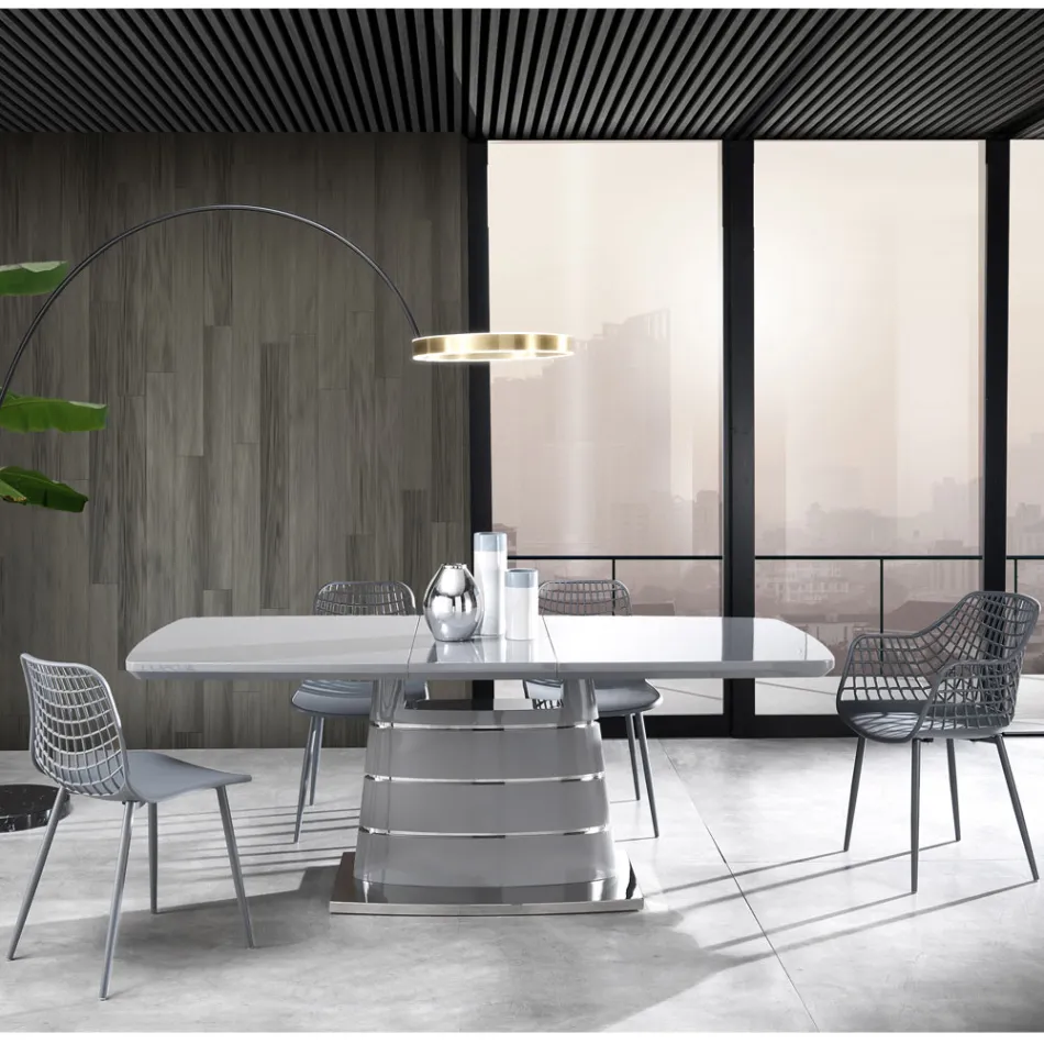 Keukenstoel in mat polypropyleen met stalen poten 4 stuks - Beyonce Viadurini