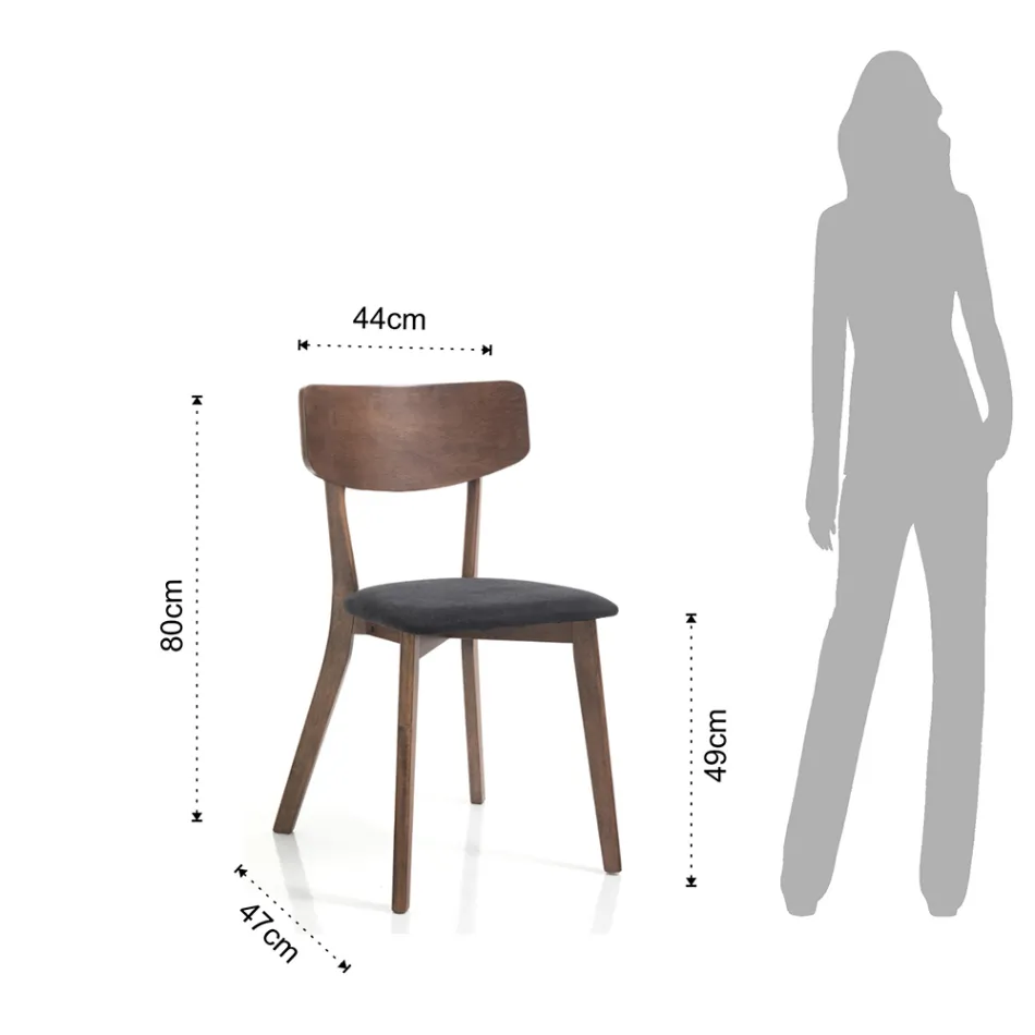 Keukenstoel in stof met structuur in massief hout 2 stuks - Tonino Viadurini
