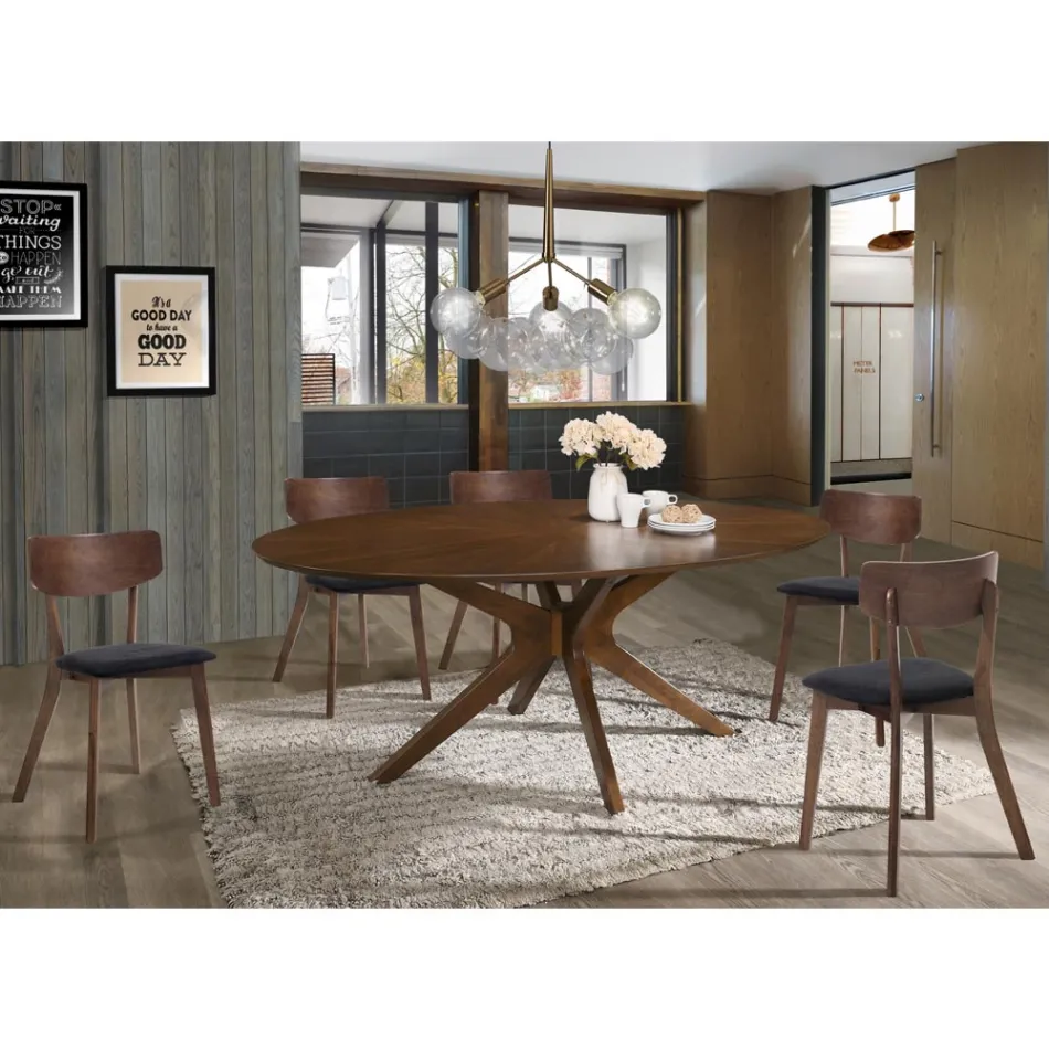 Stoffen keukenstoel met 2-delige massief houten structuur - Tonino Viadurini