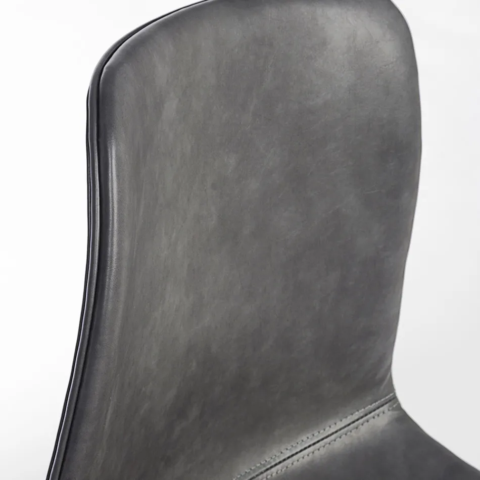Vintage design keuken- of woonkamerstoel in staal en eco-leer 2 stuks - Rekko Viadurini