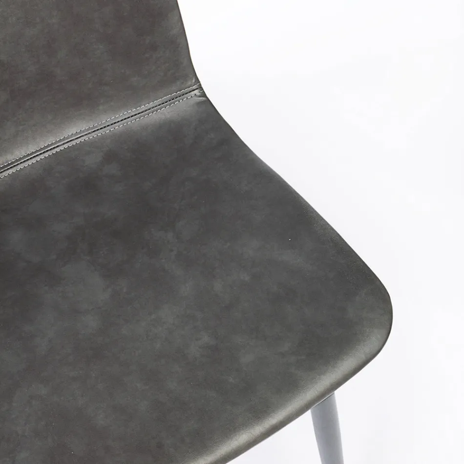 Vintage design keuken- of woonkamerstoel in staal en eco-leer 2 stuks - Rekko Viadurini