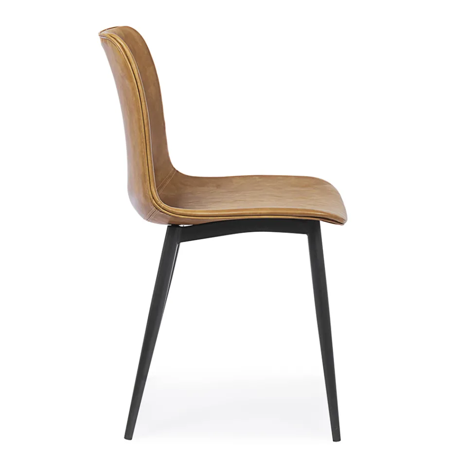 Vintage design keuken- of woonkamerstoel in staal en eco-leer 2 stuks - Rekko Viadurini